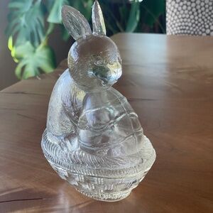 Vintage Glass Bunny Candy Dish